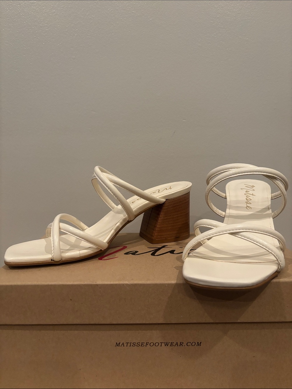 Matisse Ivory Strappy Block Heel Sandals